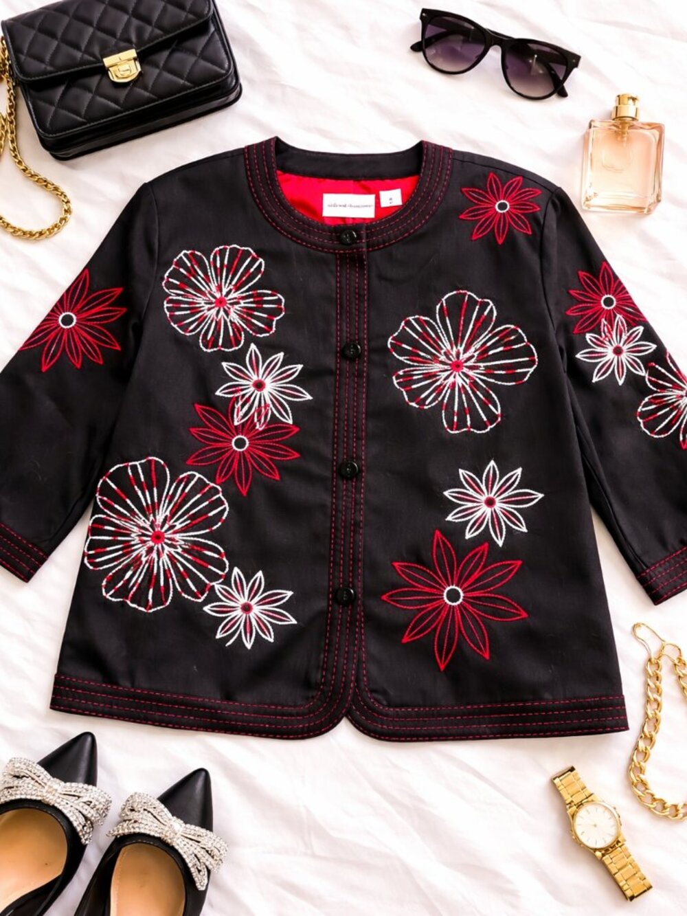 Alfred Dunner Embroidered Floral Jacket – Size 18